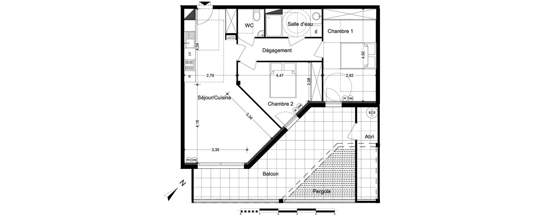 Appartement T3 de 64,18 m2 &agrave; M&egrave;ze Centre
