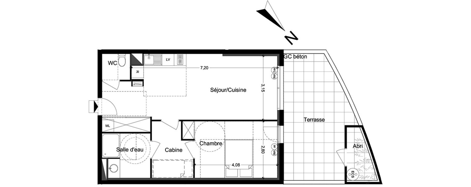 Appartement T2 de 50,76 m2 &agrave; M&egrave;ze Centre