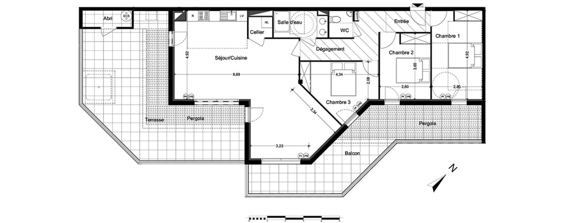 Appartement T4 de 97,10 m2 &agrave; M&egrave;ze Centre