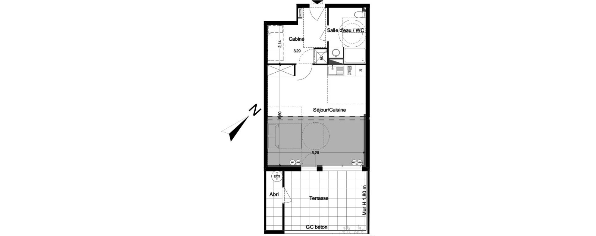 Appartement T1 de 43,72 m2 &agrave; M&egrave;ze Centre