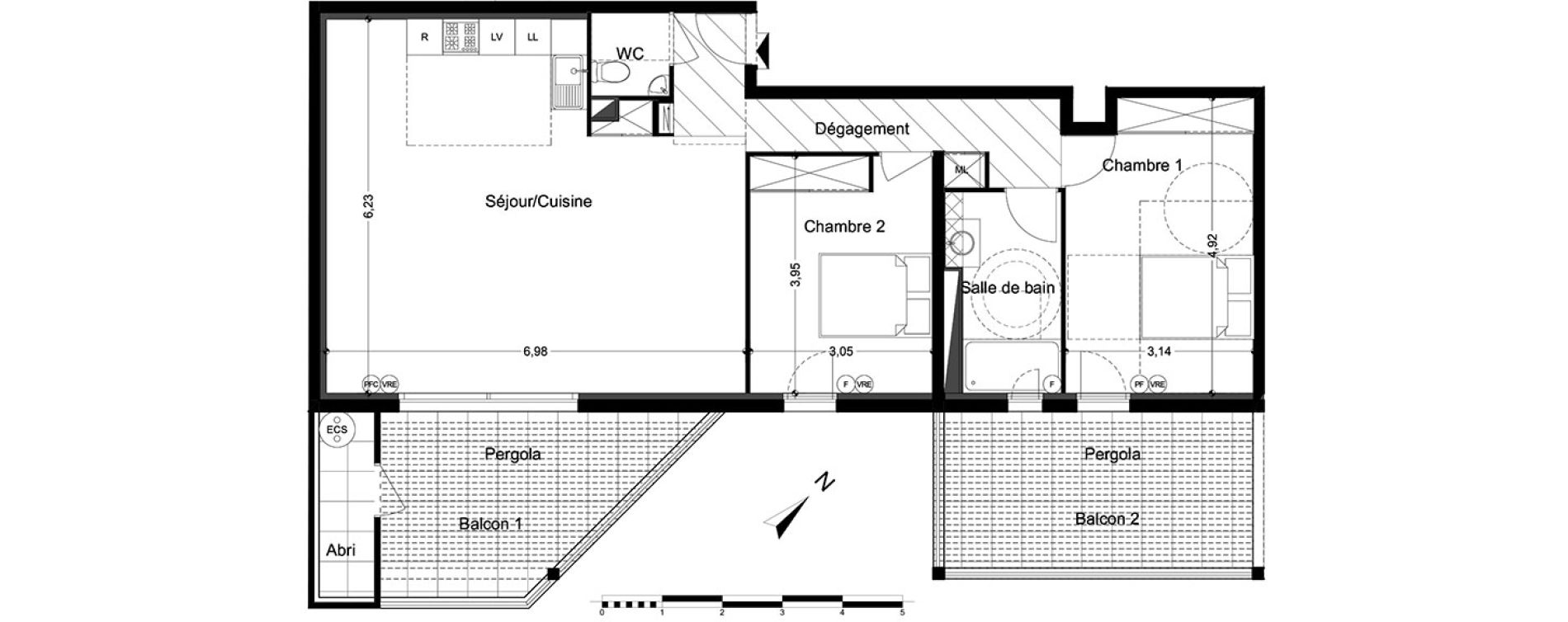 Appartement T3 de 82,02 m2 &agrave; M&egrave;ze Centre