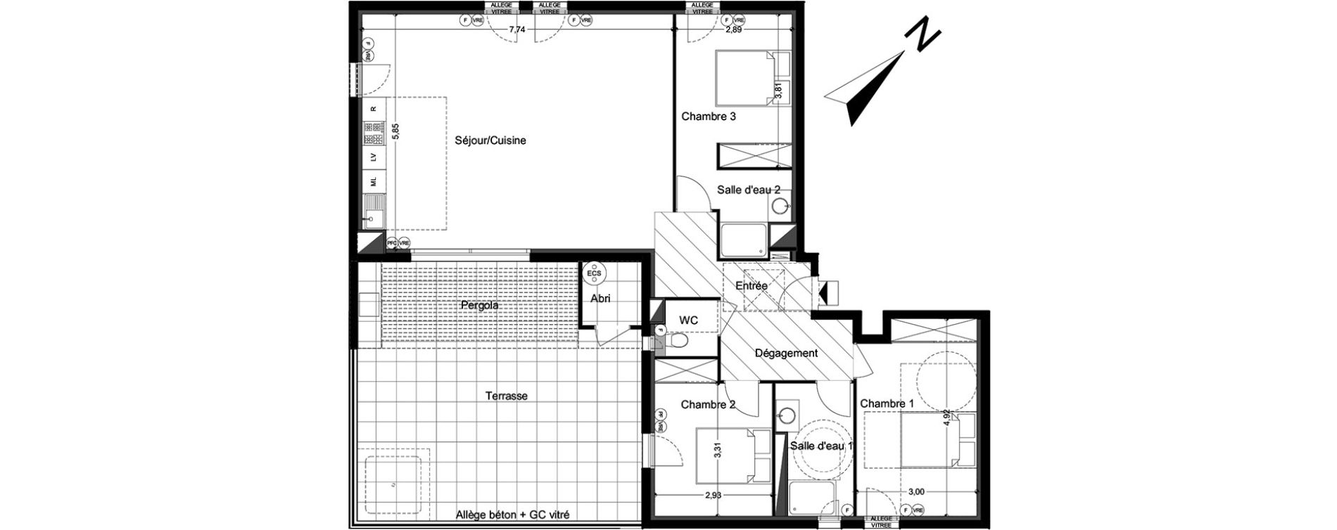 Appartement T4 de 104,24 m2 &agrave; M&egrave;ze Centre