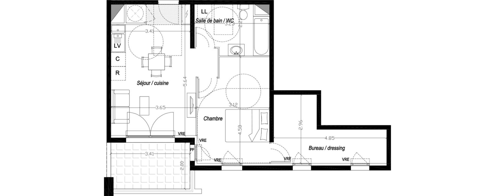 Appartement T2 bis de 50,00 m2 &agrave; Mireval Centre