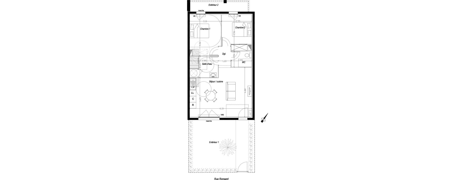Appartement T3 de 59,90 m2 &agrave; Mireval Centre