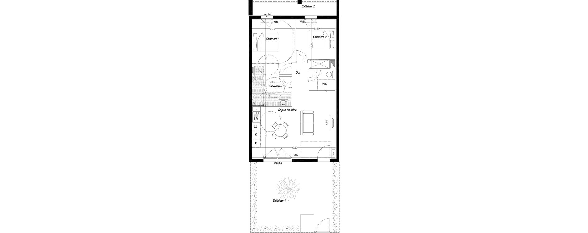Appartement T3 de 59,90 m2 &agrave; Mireval Centre