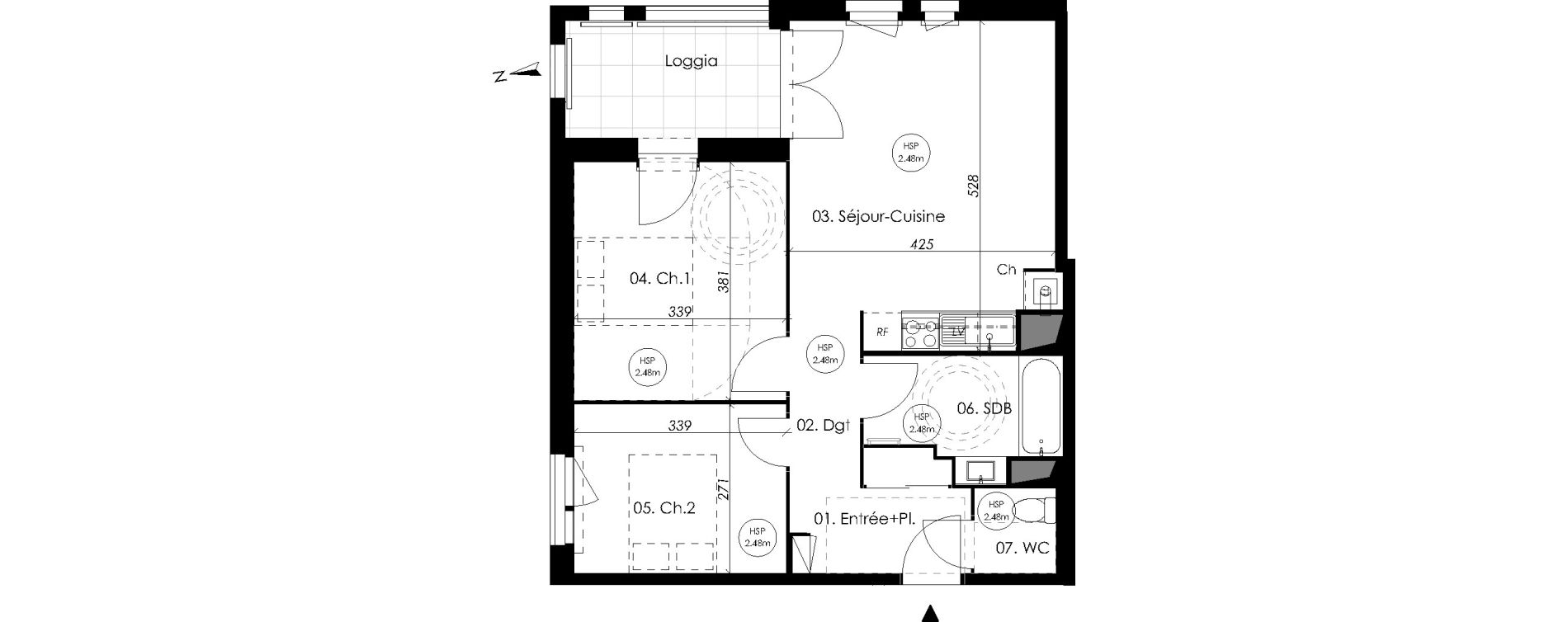 Appartement T3 de 58,30 m2 &agrave; Montpellier Pierres vives