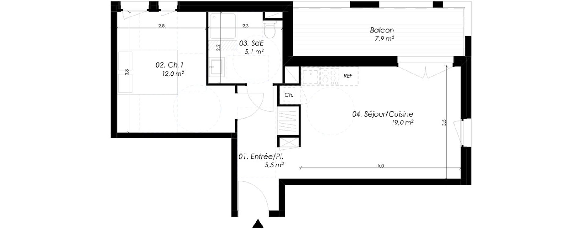 Appartement T2 de 41,60 m2 &agrave; Montpellier Pierres vives