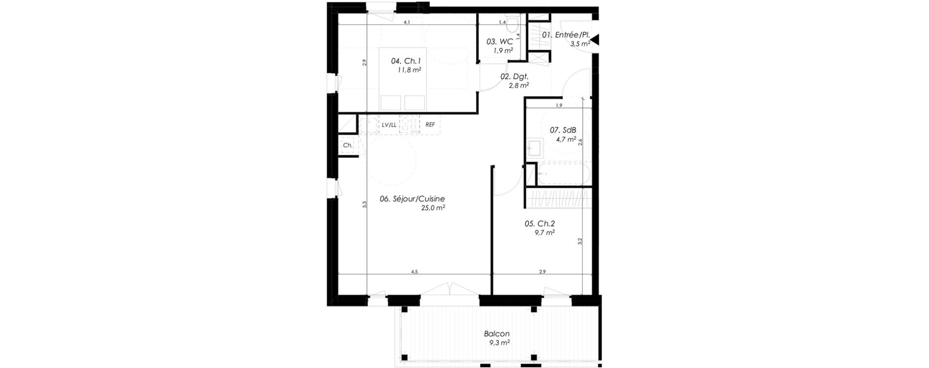 Appartement T3 de 59,40 m2 &agrave; Montpellier Pierres vives