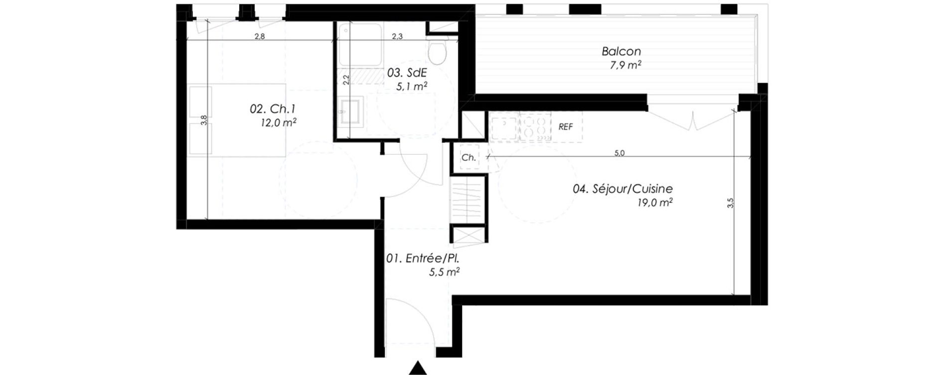 Appartement T2 de 41,60 m2 &agrave; Montpellier Pierres vives