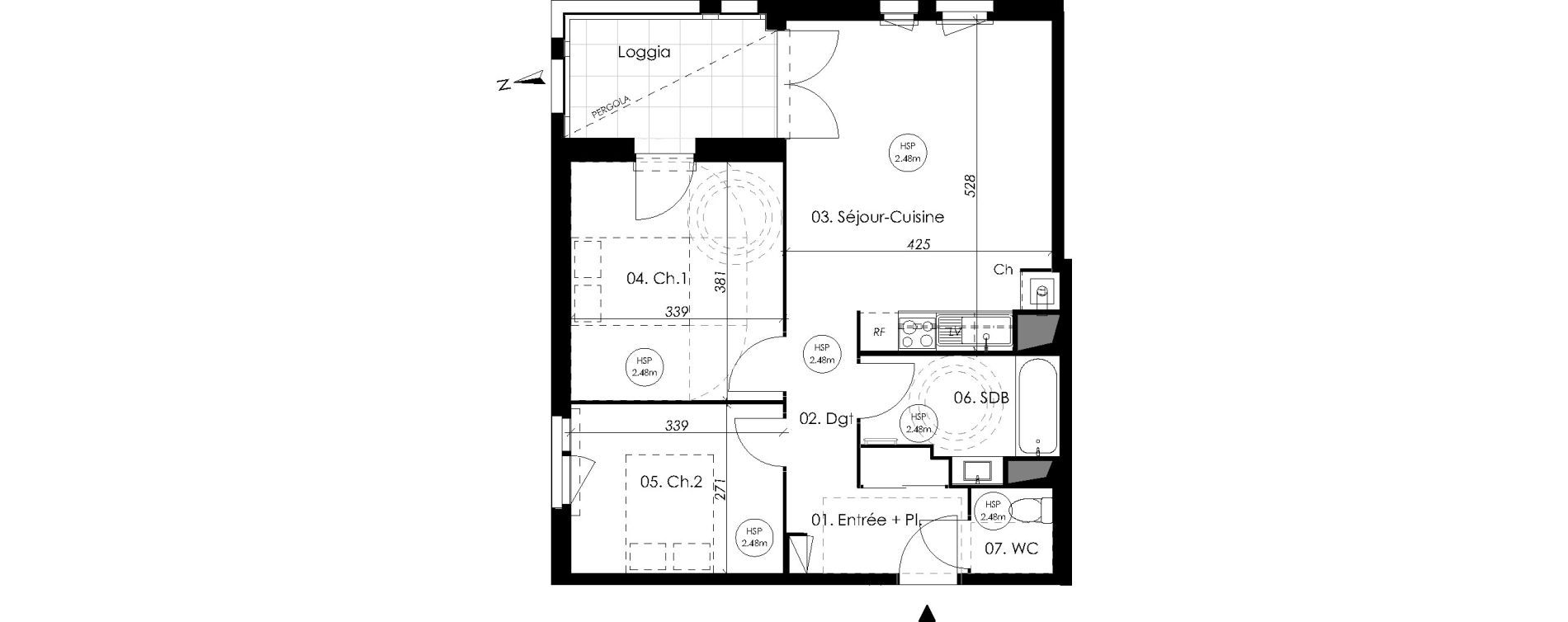 Appartement T3 de 58,30 m2 &agrave; Montpellier Pierres vives