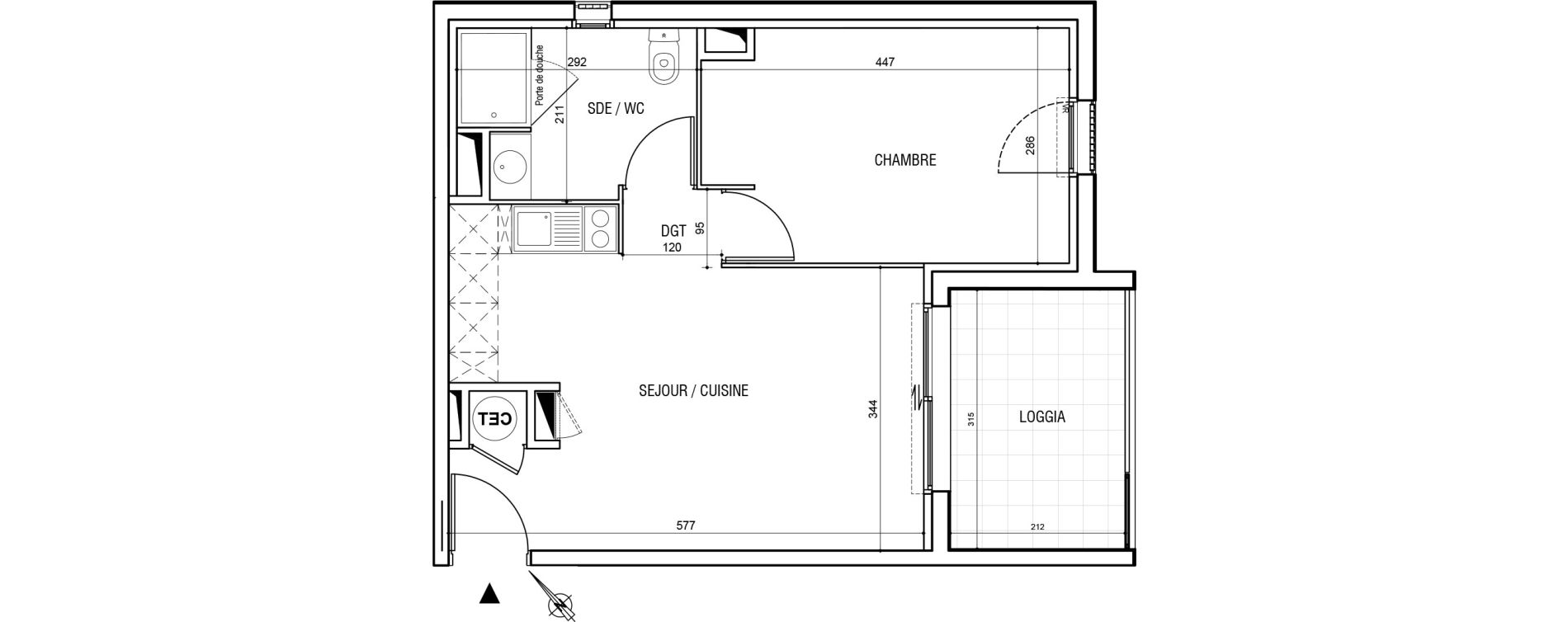 Appartement T2 de 39,80 m2 &agrave; Montpellier Hopitaux-facultes