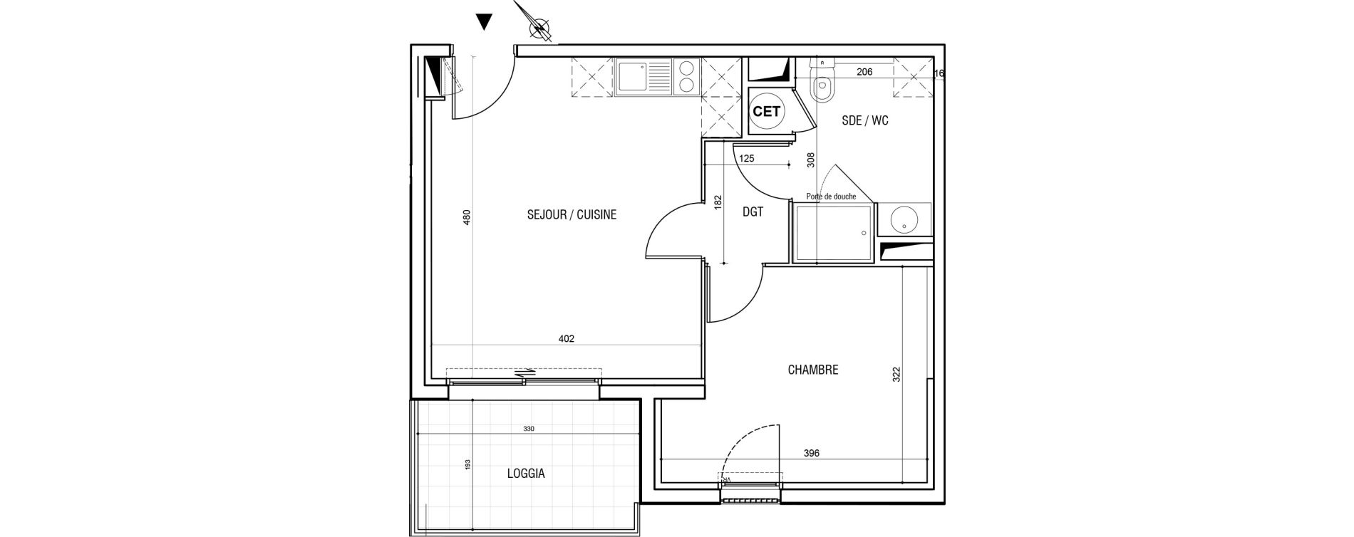 Appartement T2 de 40,40 m2 &agrave; Montpellier Hopitaux-facultes
