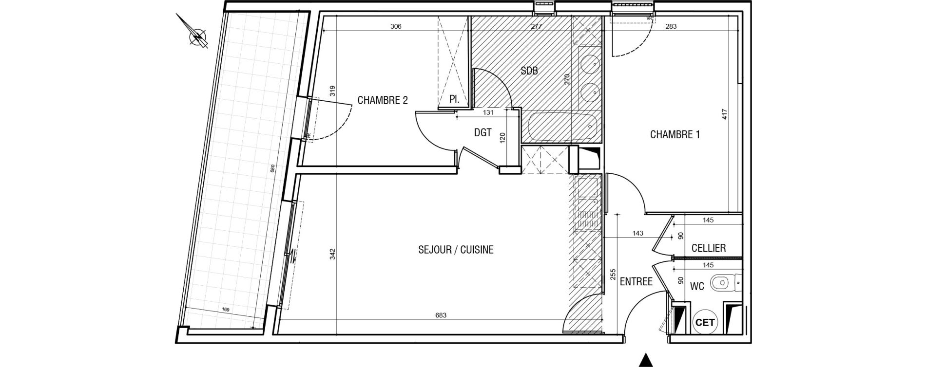 Appartement T3 de 60,55 m2 &agrave; Montpellier Hopitaux-facultes