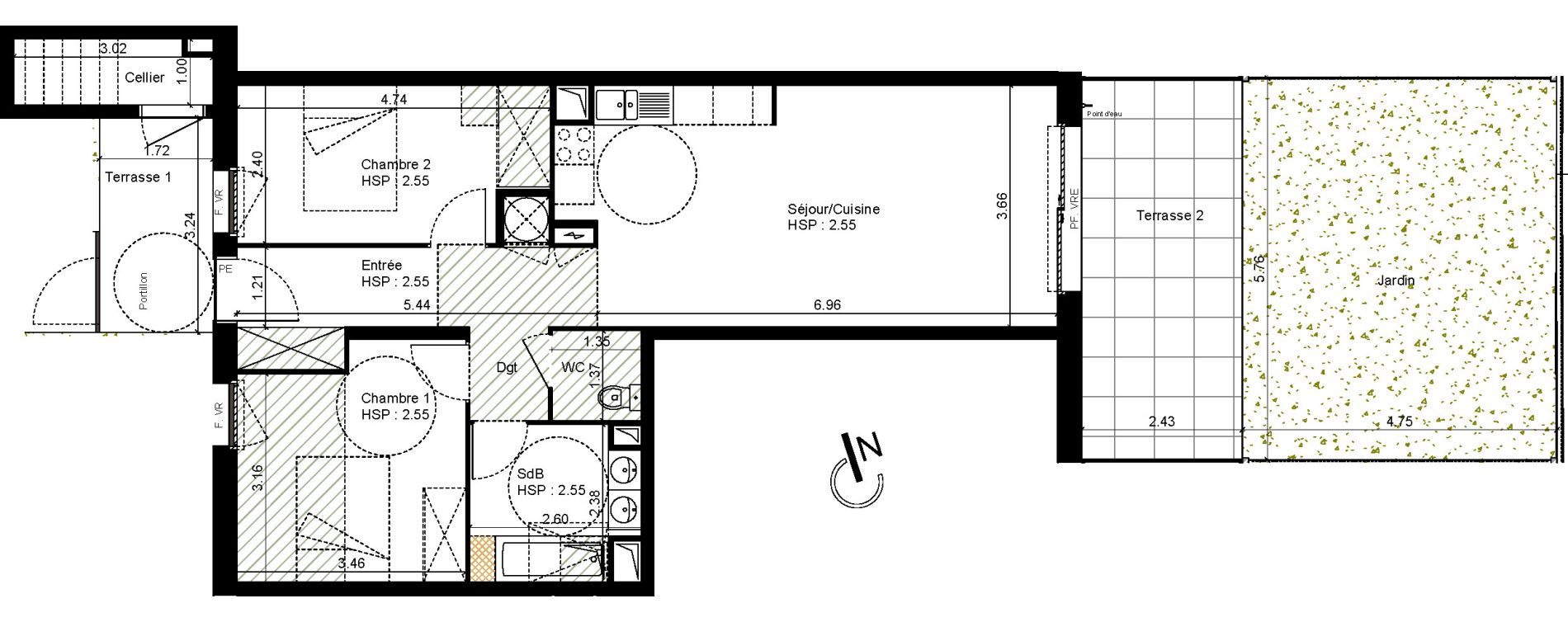 Appartement T3 de 66,39 m2 &agrave; Montpellier La restanque