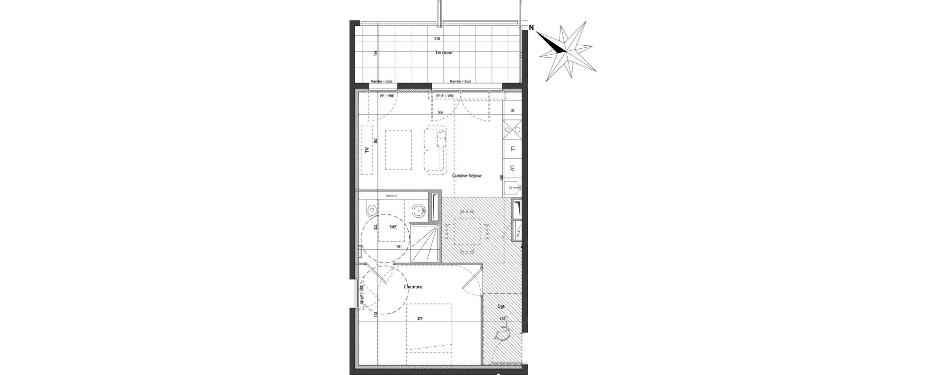 Appartement T2 de 40,90 m2 &agrave; Montpellier Croix d argent
