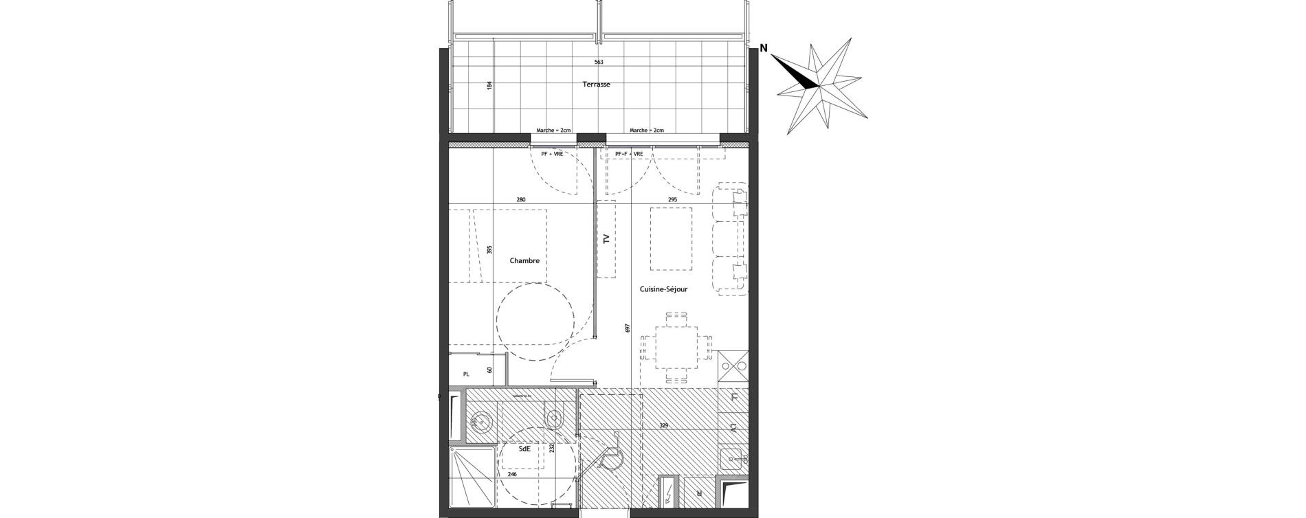 Appartement T2 de 38,30 m2 &agrave; Montpellier Croix d argent