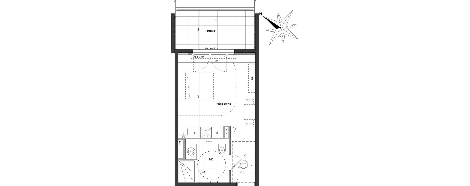 Appartement T1 de 26,60 m2 &agrave; Montpellier Croix d argent