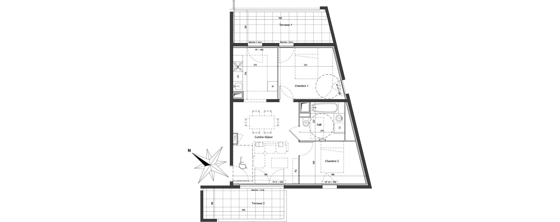 Appartement T3 de 55,70 m2 &agrave; Montpellier Croix d argent