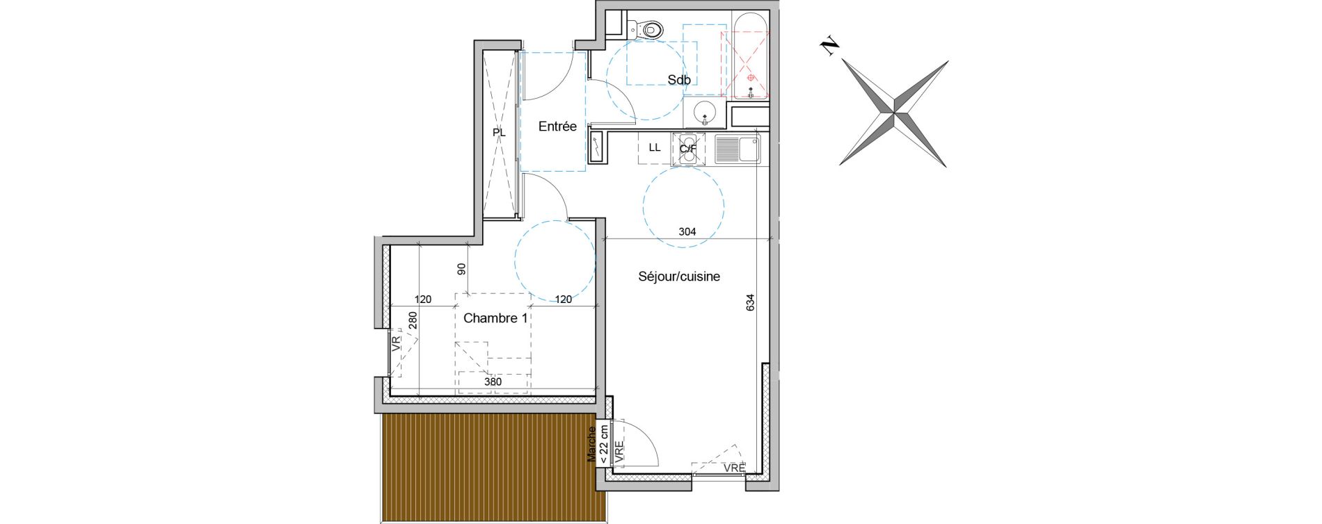 Appartement T2 de 43,25 m2 &agrave; Montpellier Ovalie