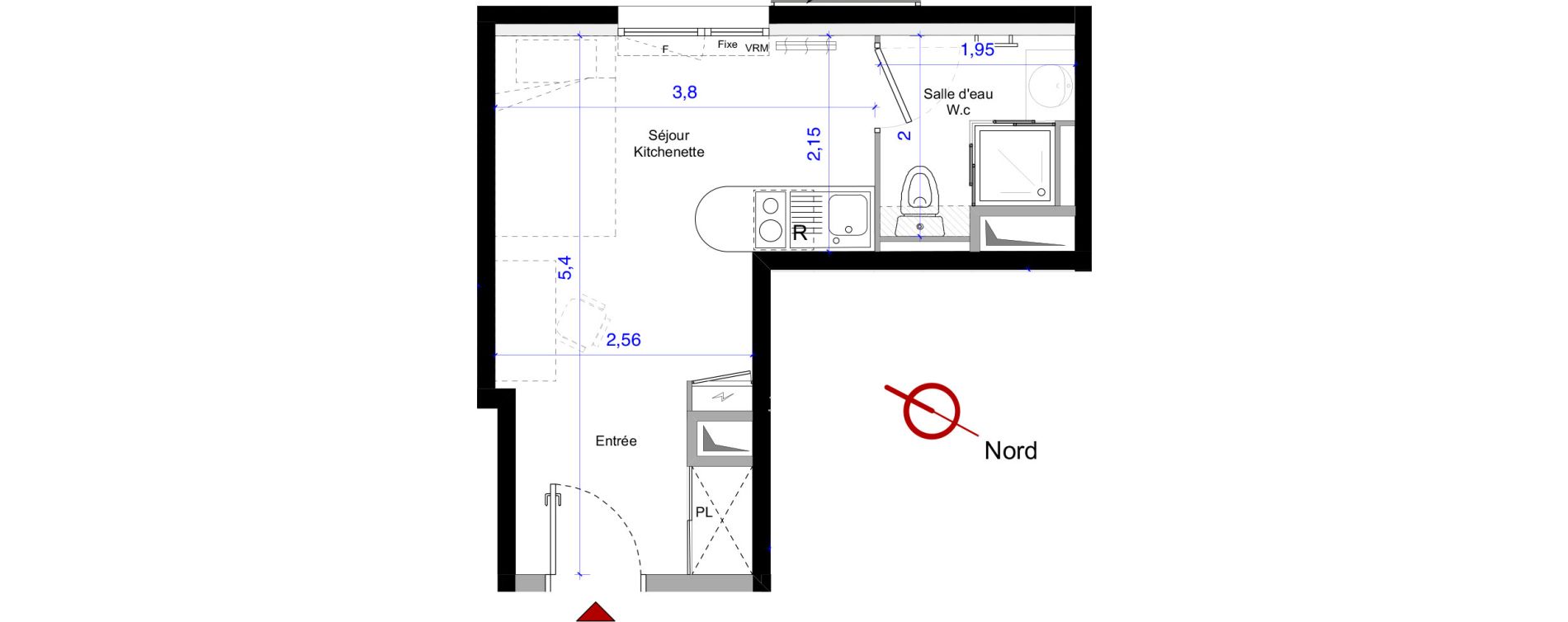 Appartement T1 de 18,86 m2 &agrave; Montpellier Celleneuve