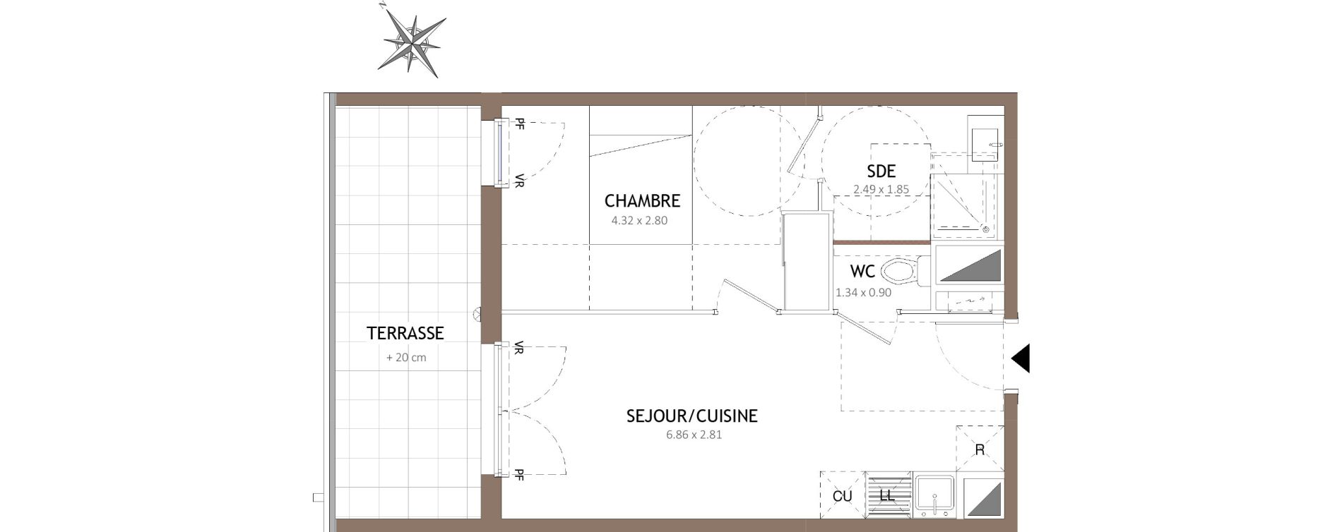 Appartement T2 de 36,88 m2 &agrave; Montpellier Lemasson