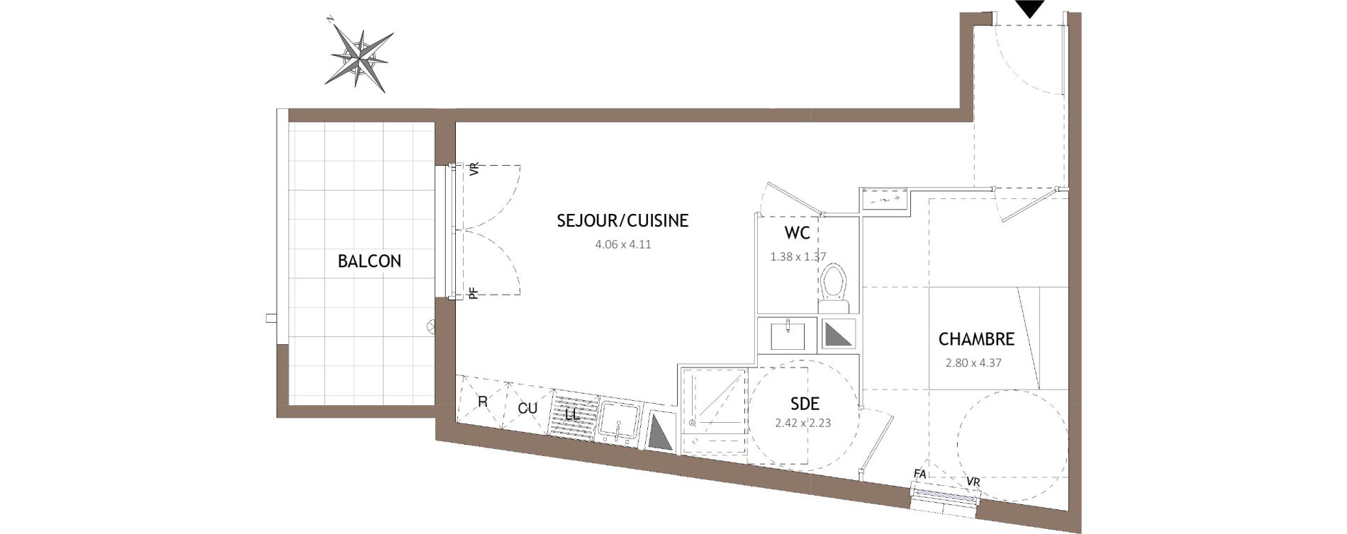 Appartement T2 de 39,47 m2 &agrave; Montpellier Lemasson