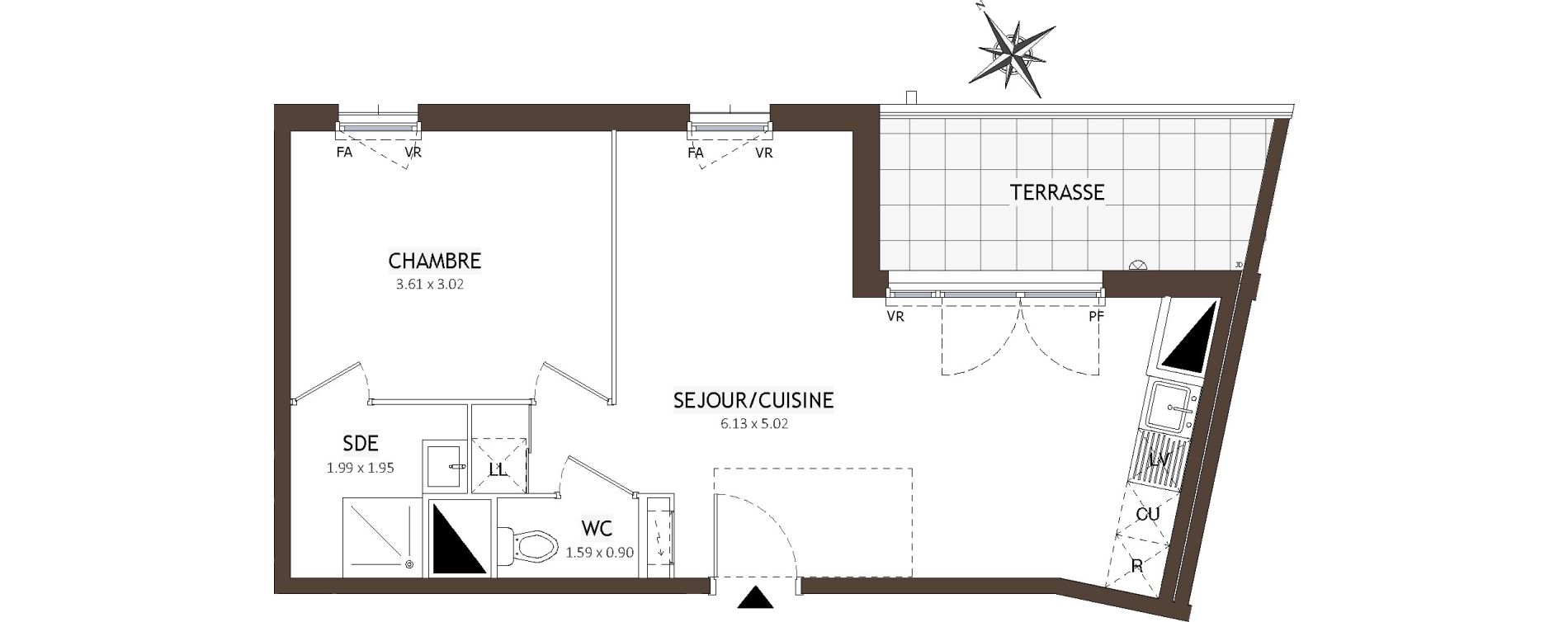 Appartement T2 de 41,55 m2 &agrave; Montpellier Lemasson