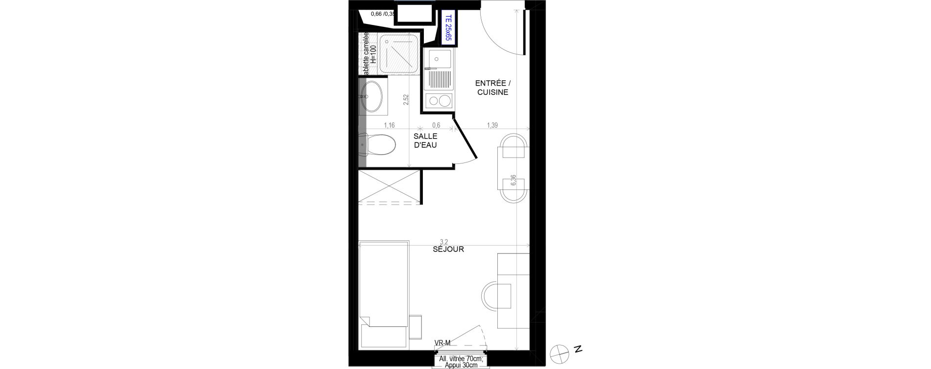 Appartement T1 de 19,18 m2 &agrave; Montpellier Eurom&eacute;decine