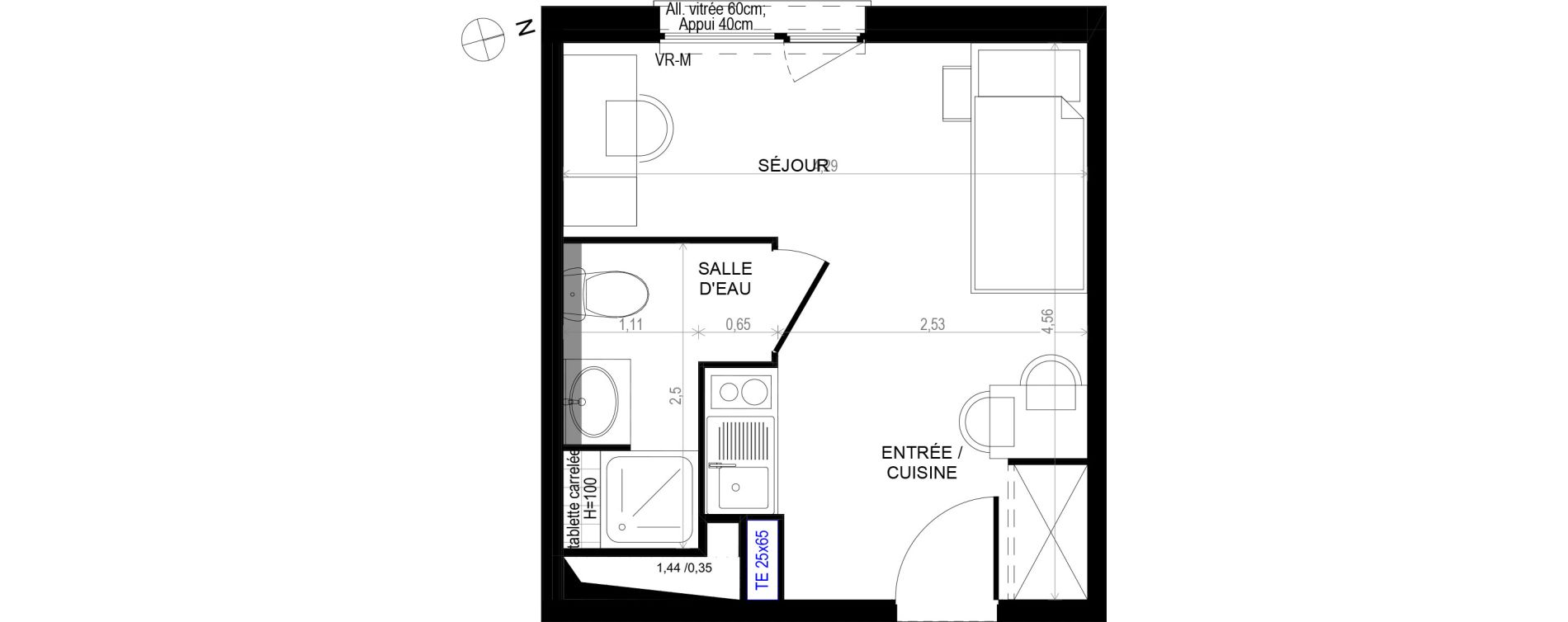 Appartement T1 de 18,41 m2 &agrave; Montpellier Eurom&eacute;decine