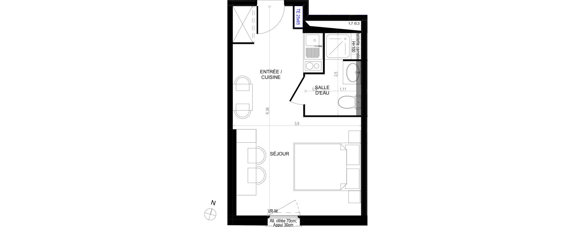 Appartement T1 de 22,62 m2 &agrave; Montpellier Eurom&eacute;decine