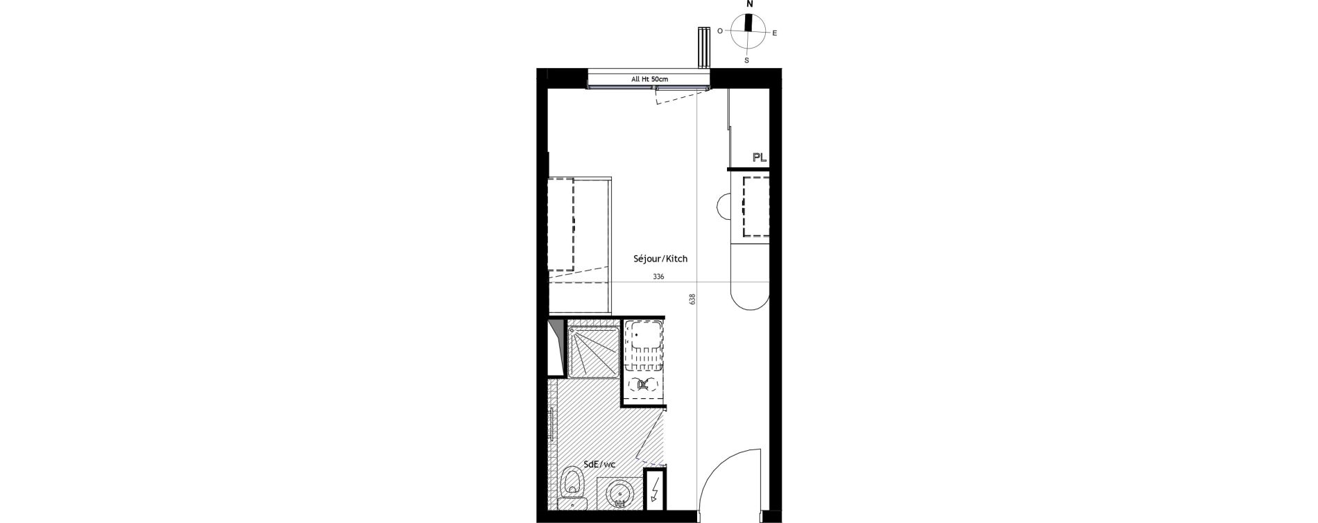 Appartement T1 de 20,70 m2 &agrave; Montpellier Centre
