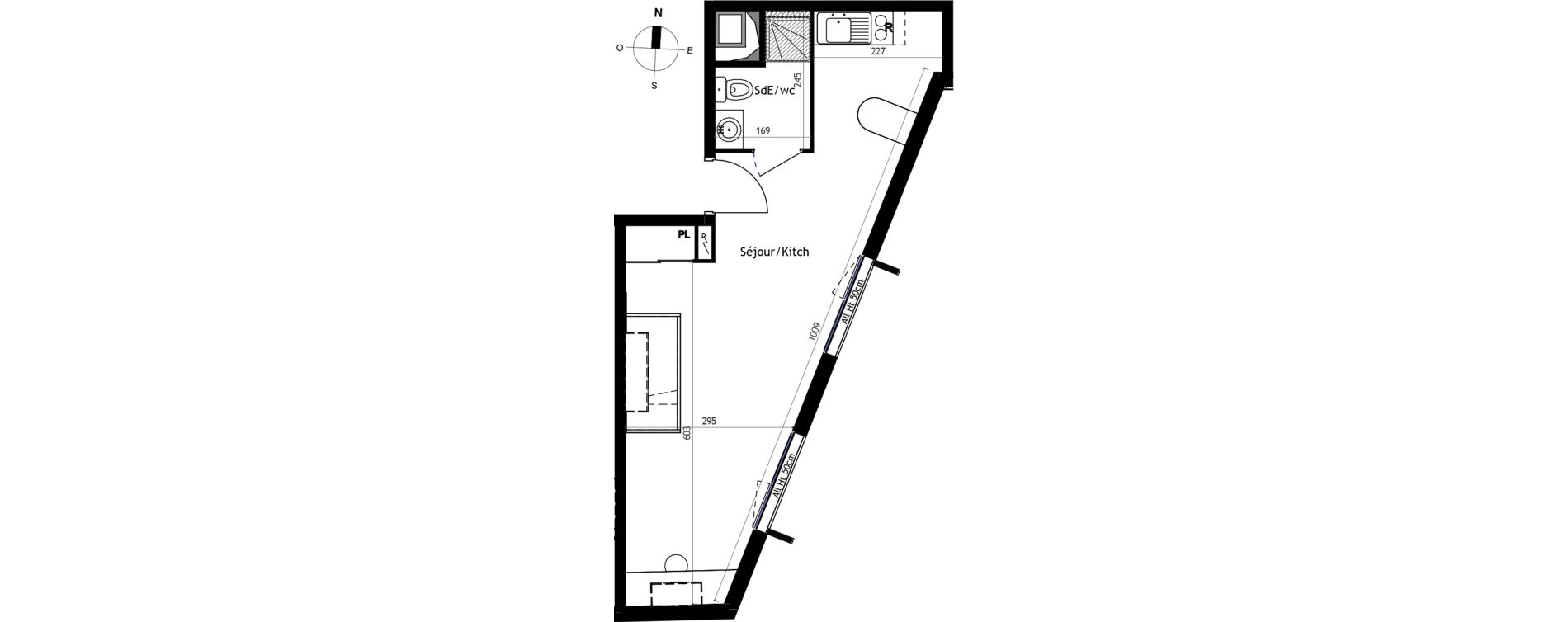 Appartement T1 de 32,60 m2 &agrave; Montpellier Montpellier grammont