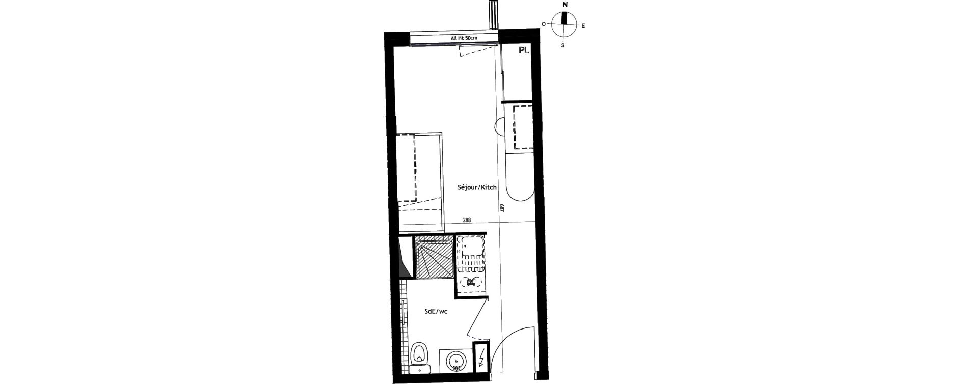 Appartement T1 de 19,00 m2 &agrave; Montpellier Montpellier grammont
