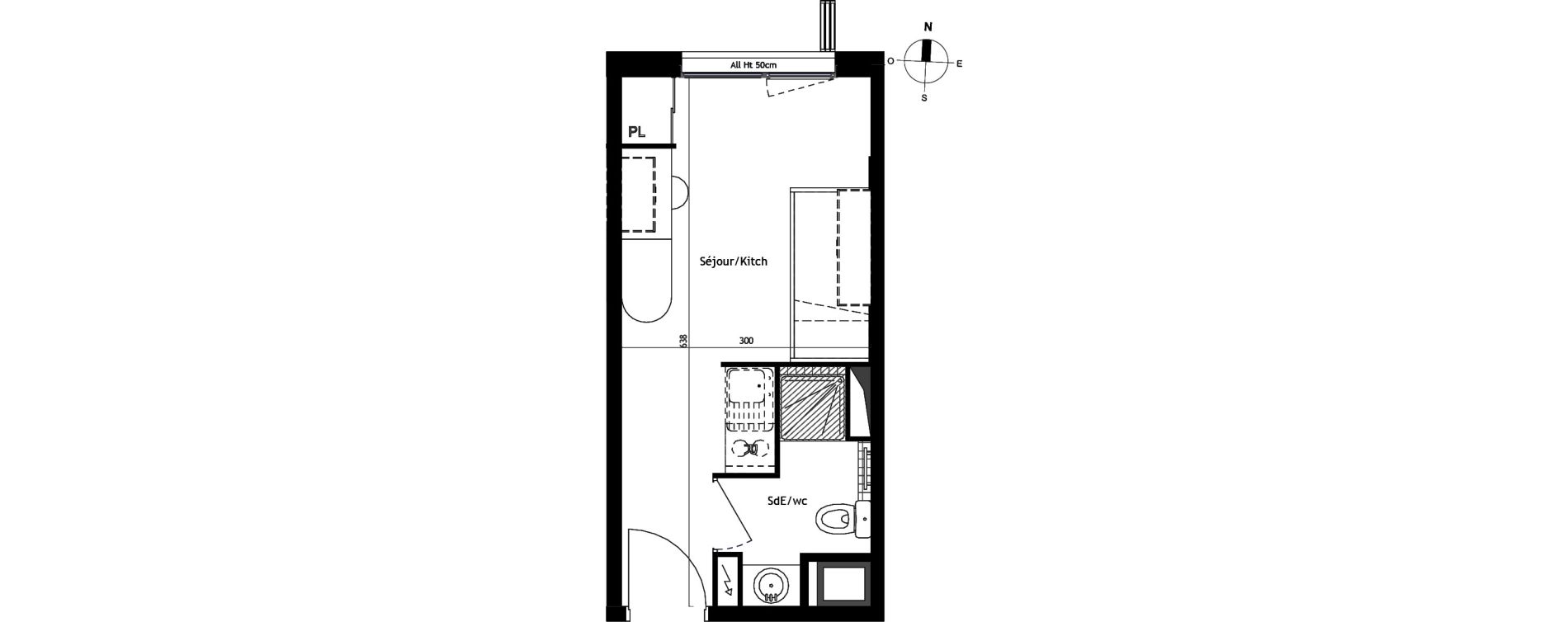Appartement T1 de 17,80 m2 &agrave; Montpellier Montpellier grammont