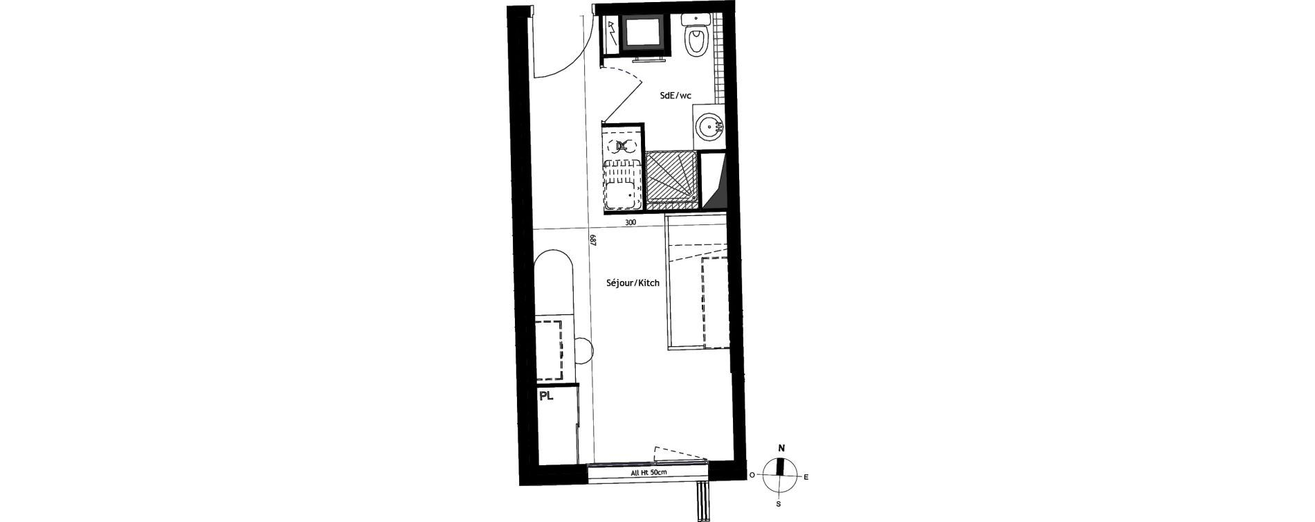 Appartement T1 de 19,30 m2 &agrave; Montpellier Montpellier grammont