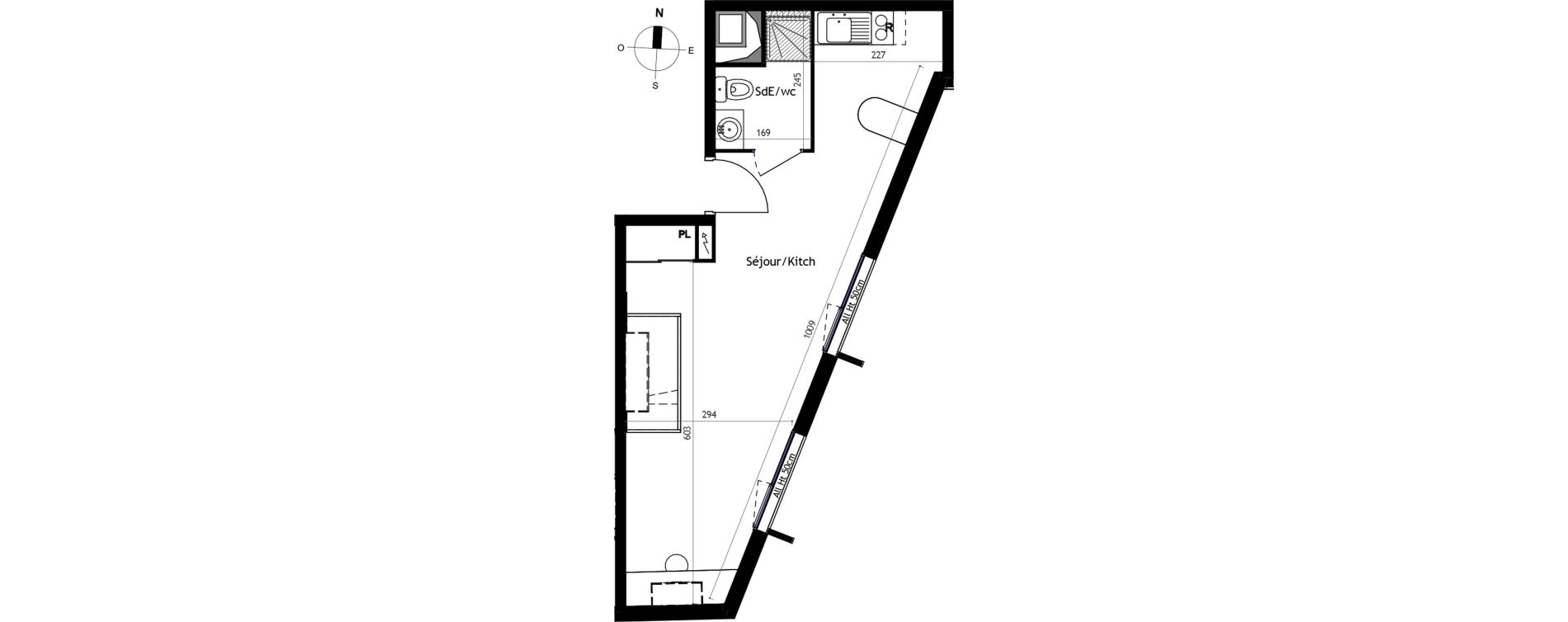 Appartement T1 de 32,60 m2 &agrave; Montpellier Montpellier grammont