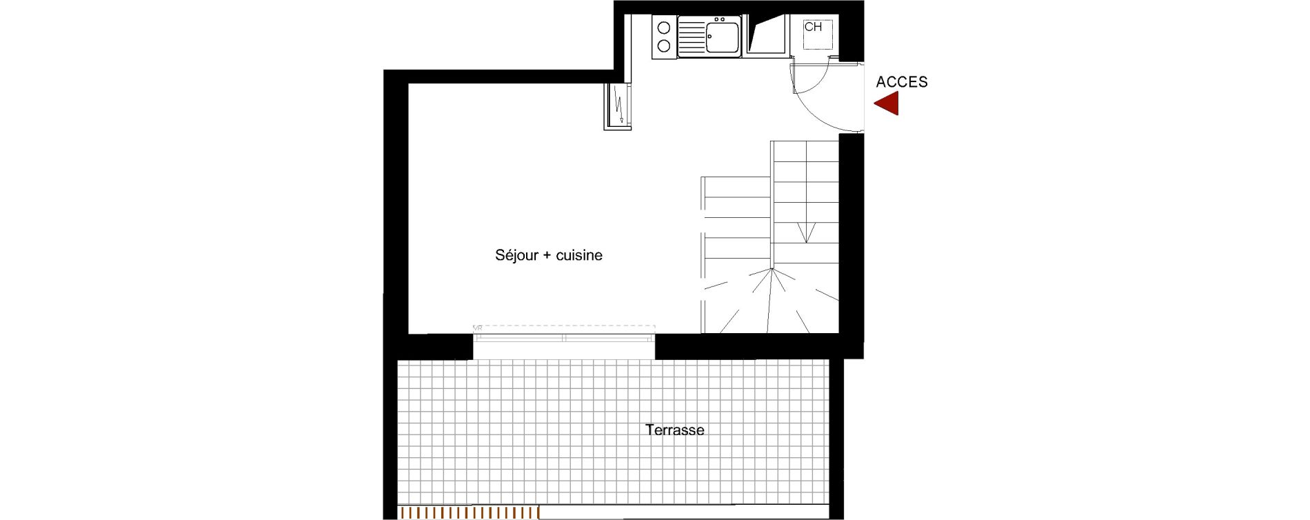 Duplex T2 de 37,80 m2 &agrave; Montpellier La restanque