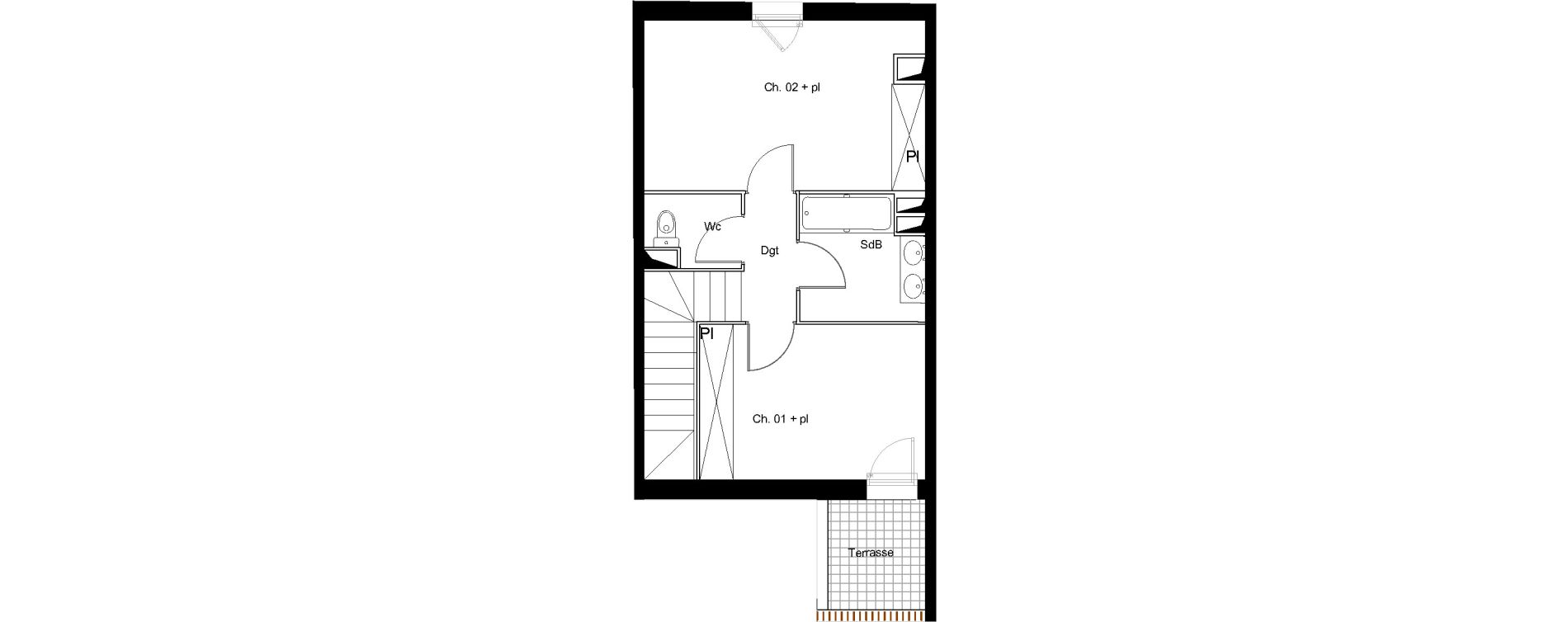 Duplex T3 de 69,30 m2 &agrave; Montpellier La restanque