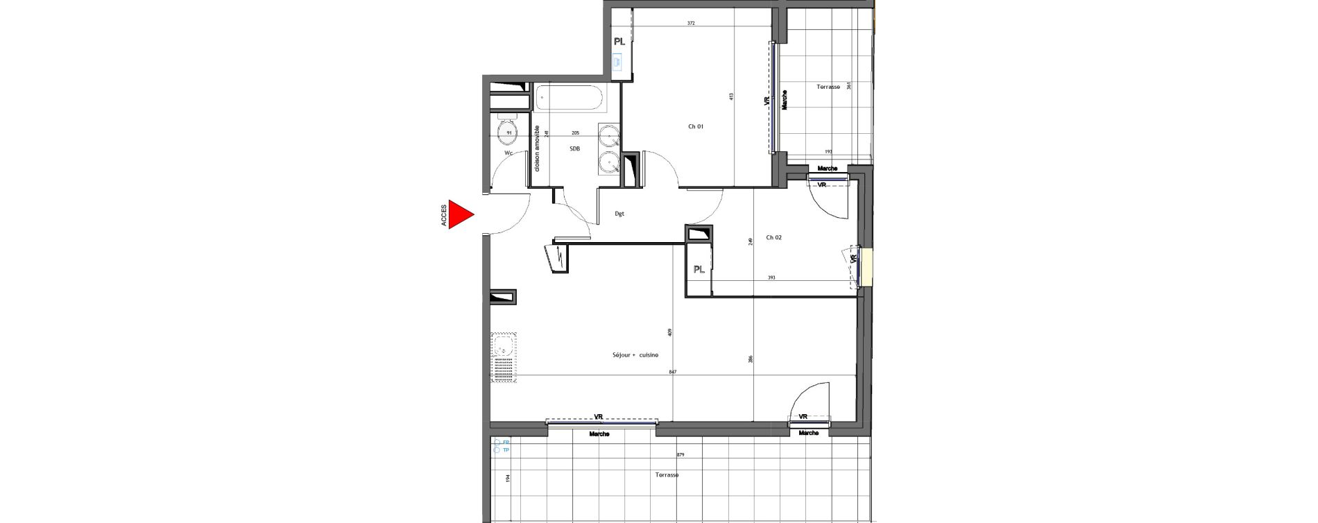 Appartement T3 de 65,71 m2 &agrave; Montpellier La restanque
