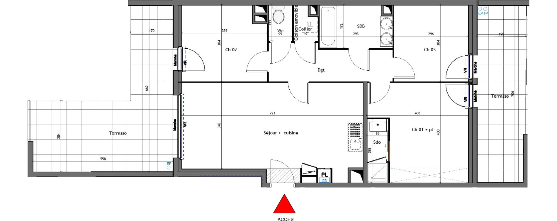 Appartement T4 de 75,28 m2 &agrave; Montpellier La restanque