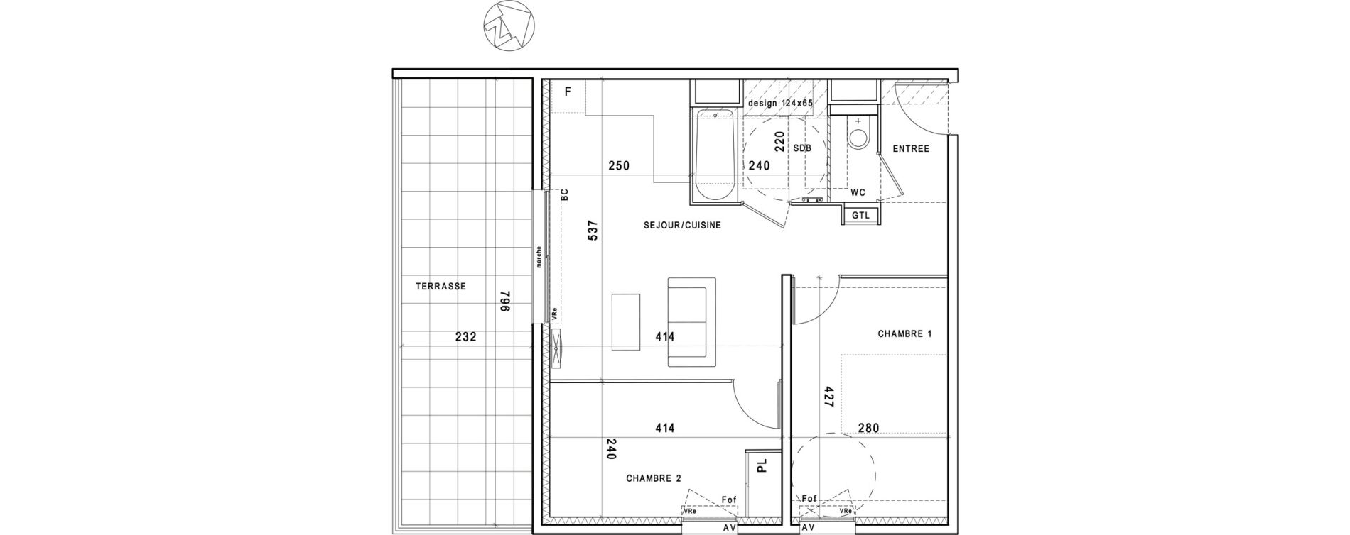 Appartement T3 de 52,86 m2 &agrave; Montpellier Estanove