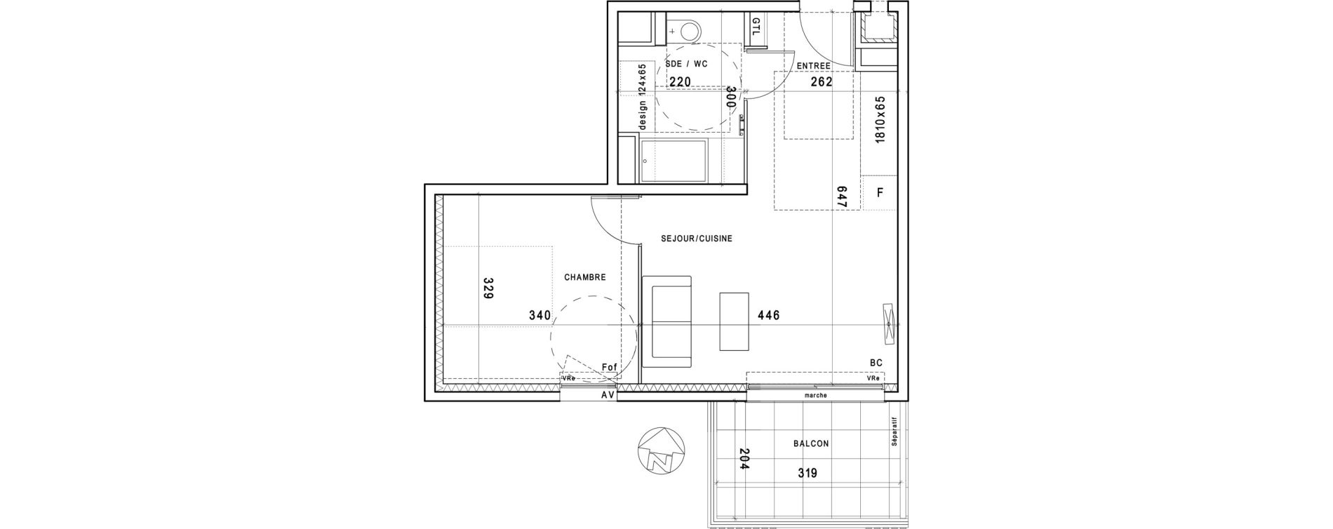 Appartement T2 de 39,06 m2 &agrave; Montpellier Estanove