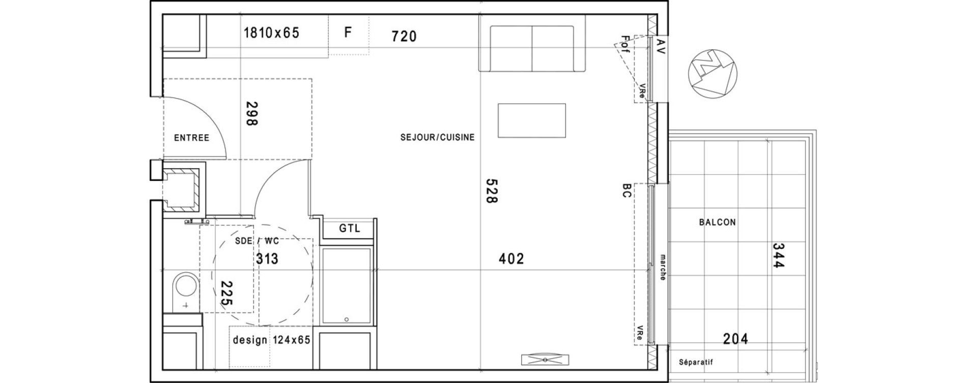 Appartement T1 de 35,52 m2 &agrave; Montpellier Estanove