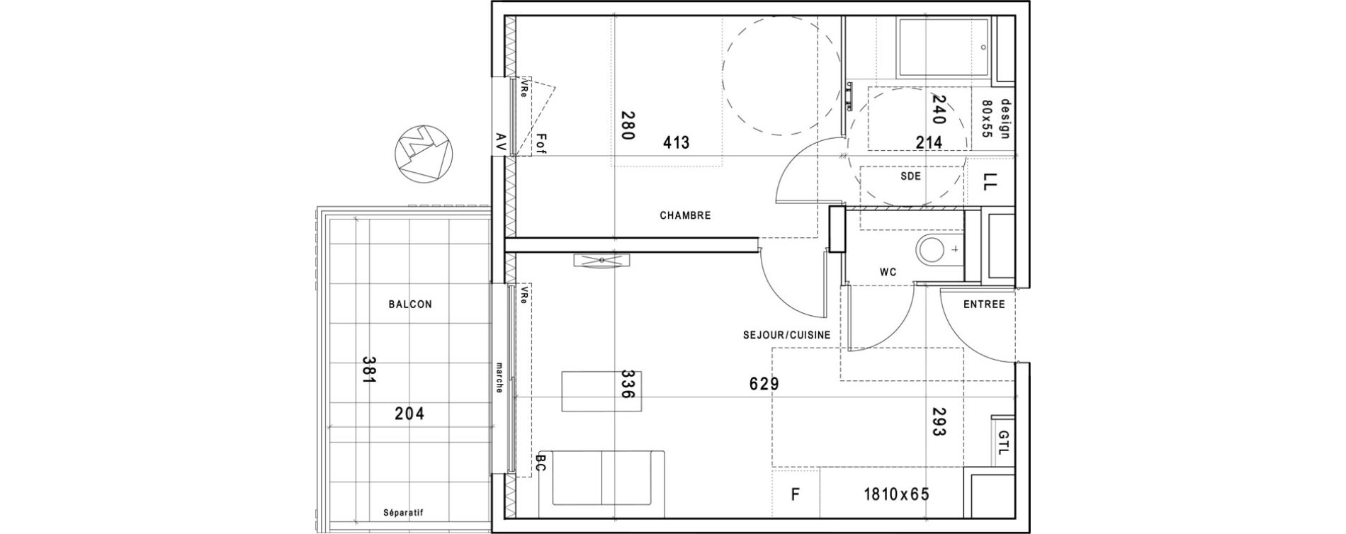 Appartement T2 de 37,43 m2 &agrave; Montpellier Estanove