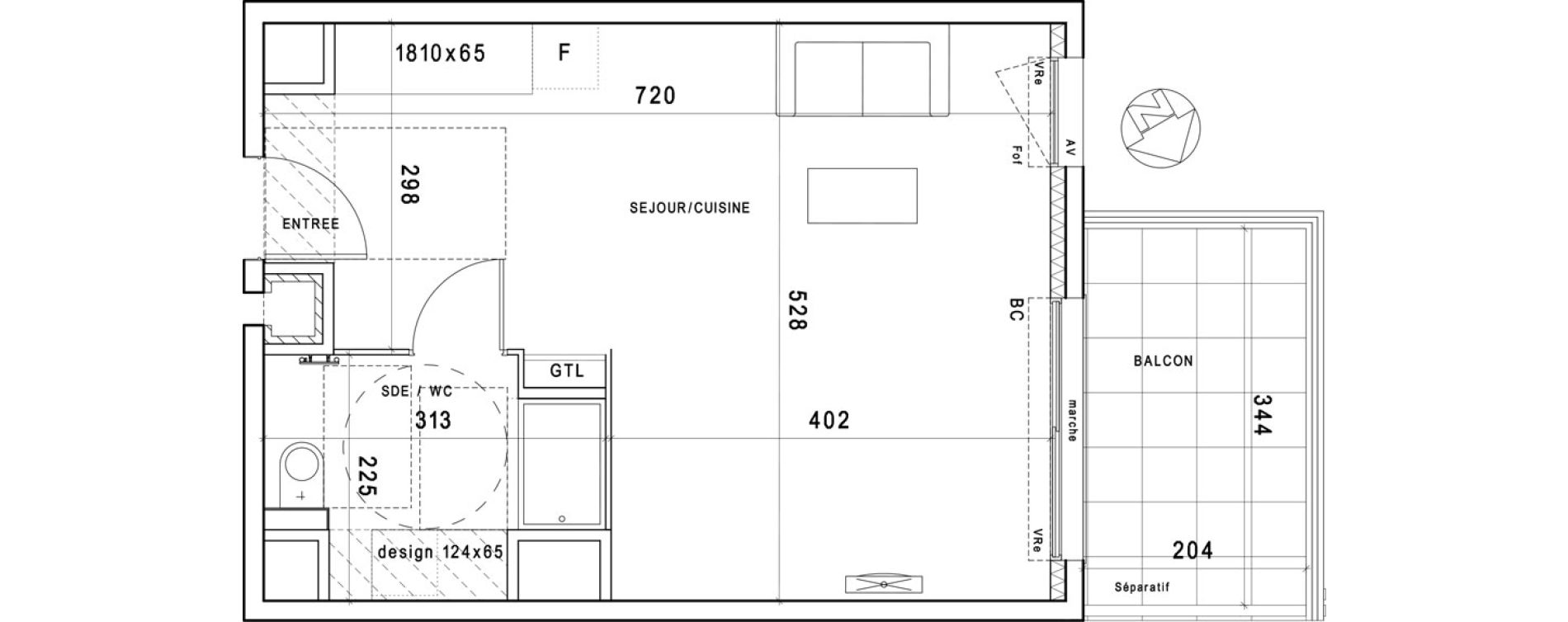 Appartement T1 de 35,52 m2 &agrave; Montpellier Estanove