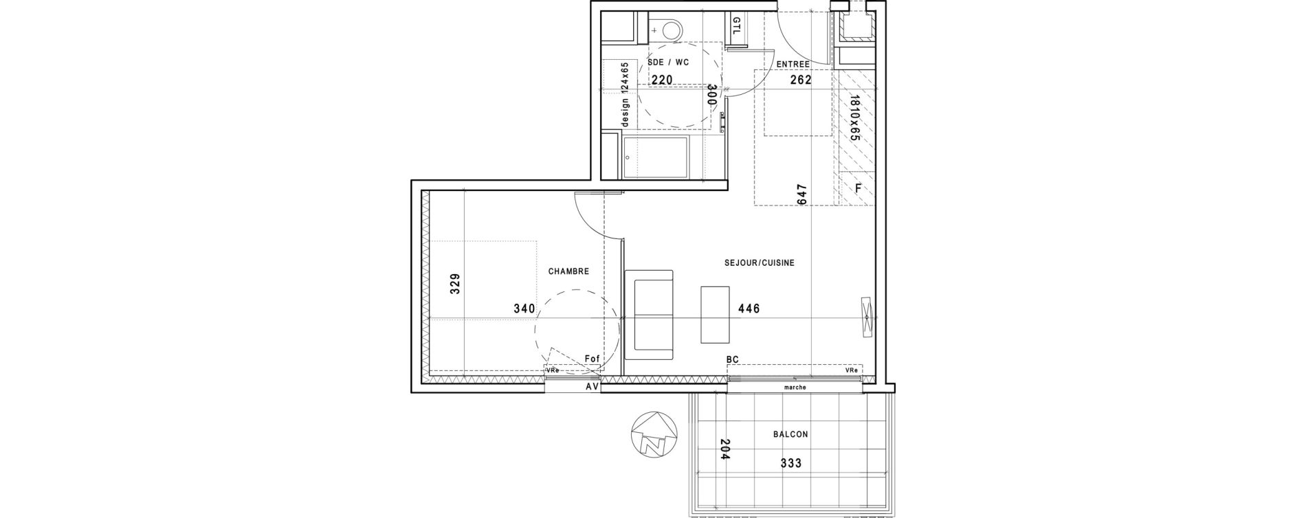 Appartement T2 de 39,06 m2 &agrave; Montpellier Estanove