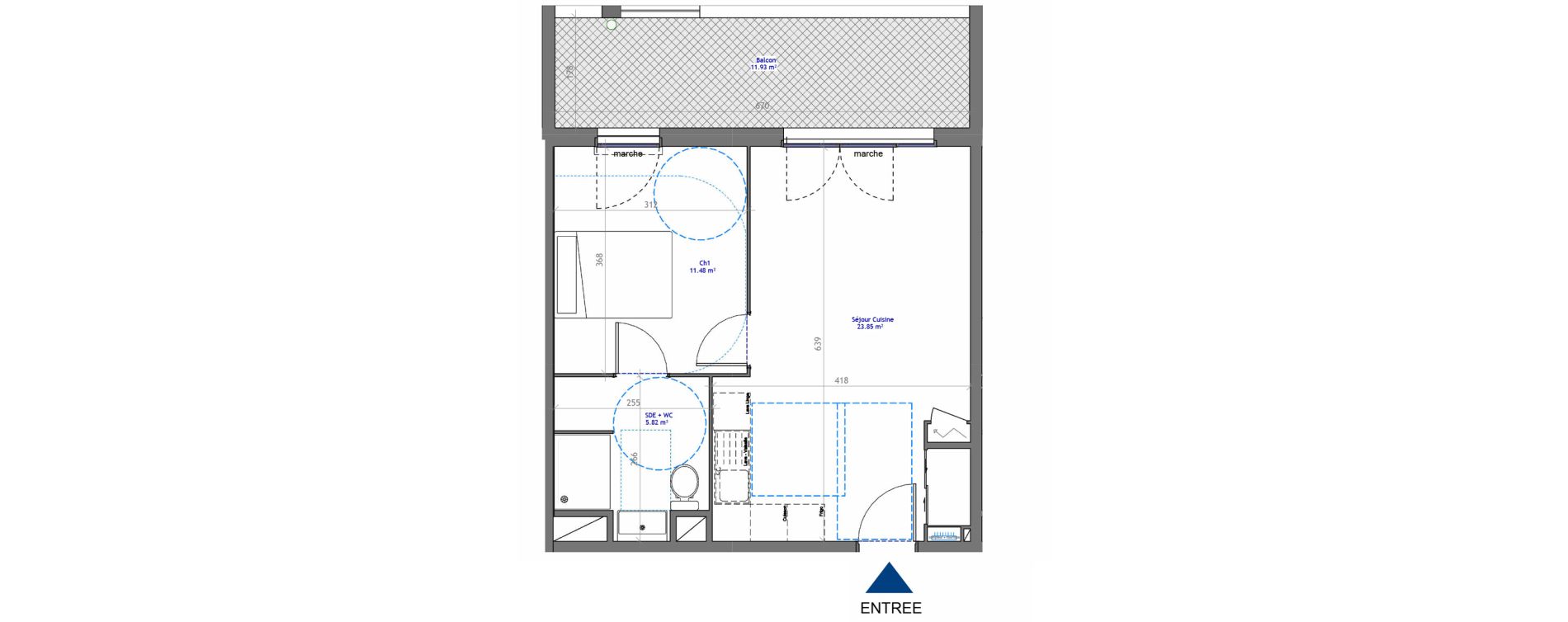 Appartement T2 de 41,15 m2 &agrave; Montpellier La restanque