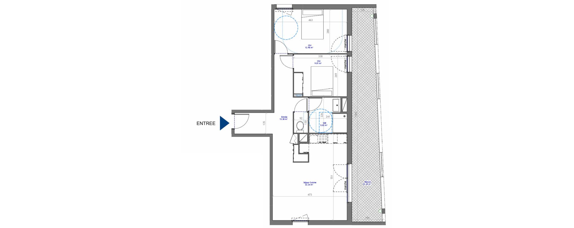 Appartement T3 de 63,82 m2 &agrave; Montpellier La restanque