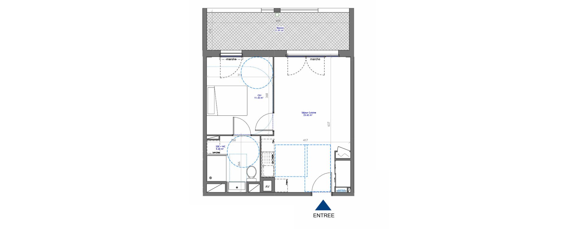 Appartement T2 de 40,73 m2 &agrave; Montpellier La restanque