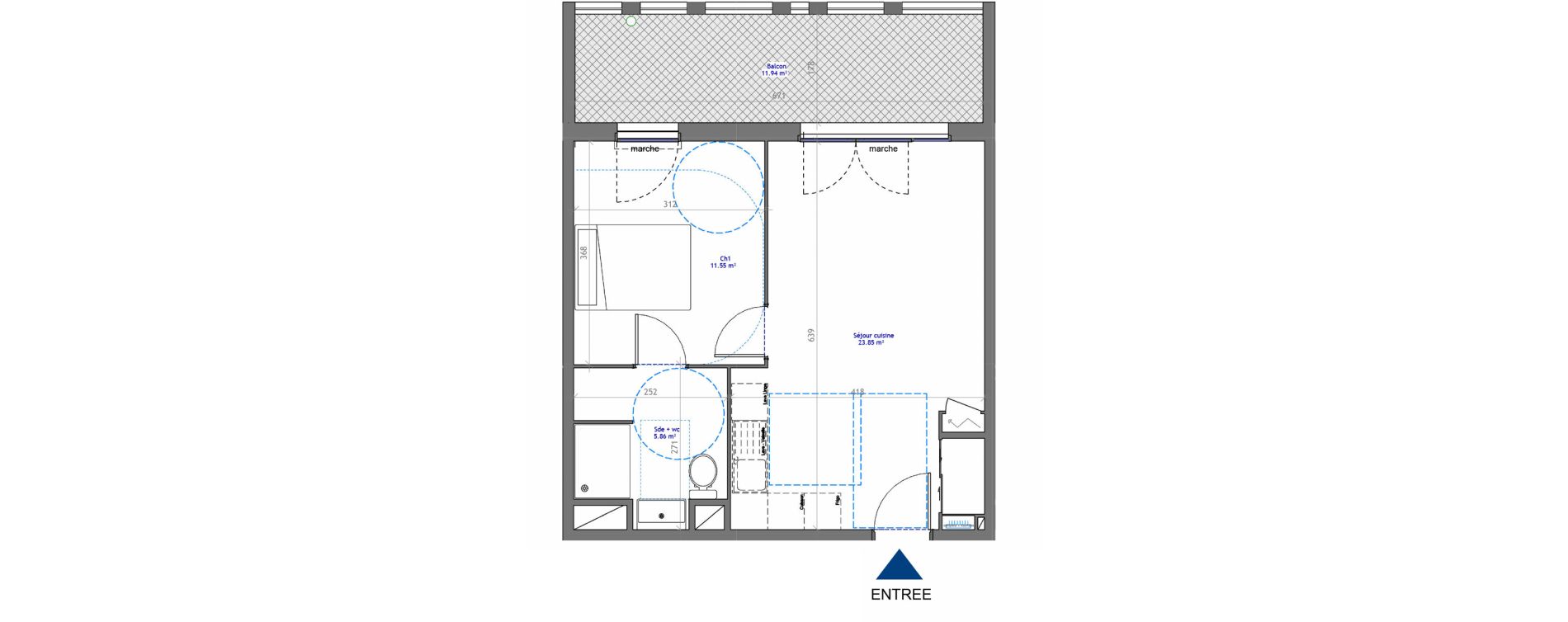 Appartement T2 de 41,27 m2 &agrave; Montpellier La restanque